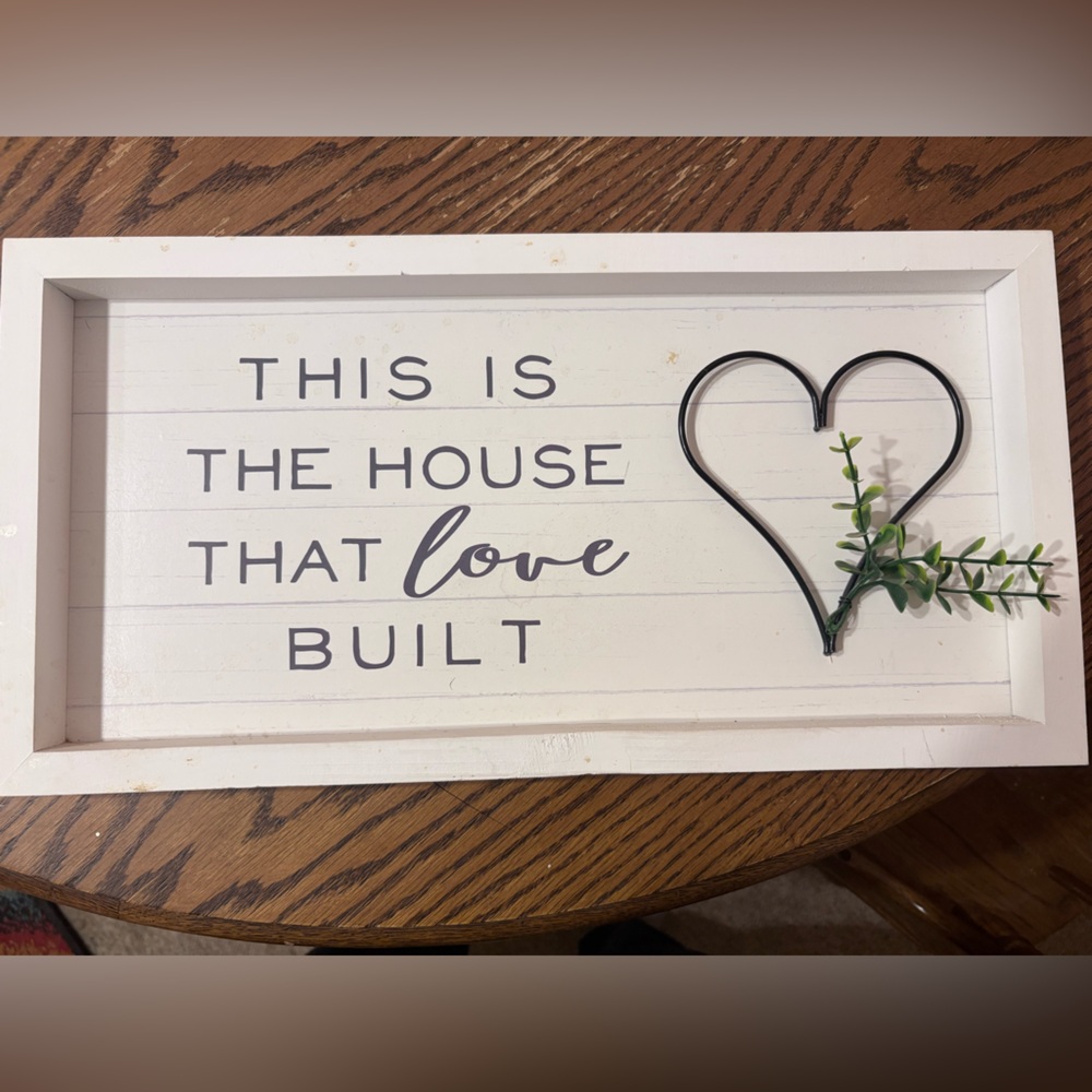 White Framed Wall Art with Heart and Greenery